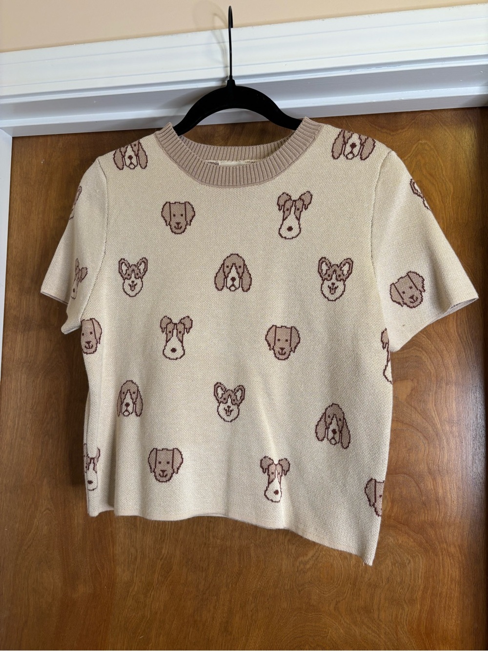 Cropped Beige Dog Face Knit Top - Debut brand from Marshall’s